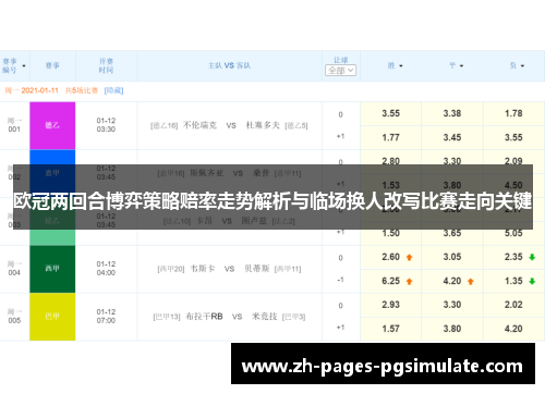 欧冠两回合博弈策略赔率走势解析与临场换人改写比赛走向关键